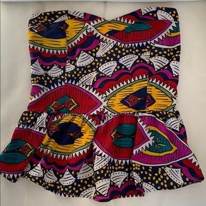 Vibrant Patterned Strapless Top